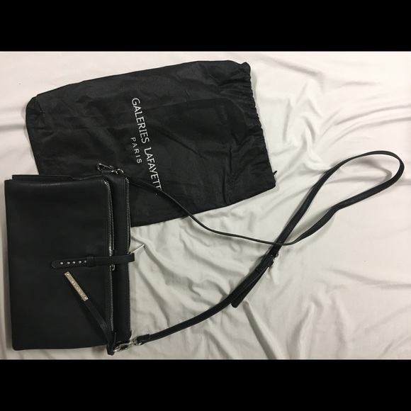 galeries Lafayette Paris Handbags - Galleries Lafayette Paris black leather purse